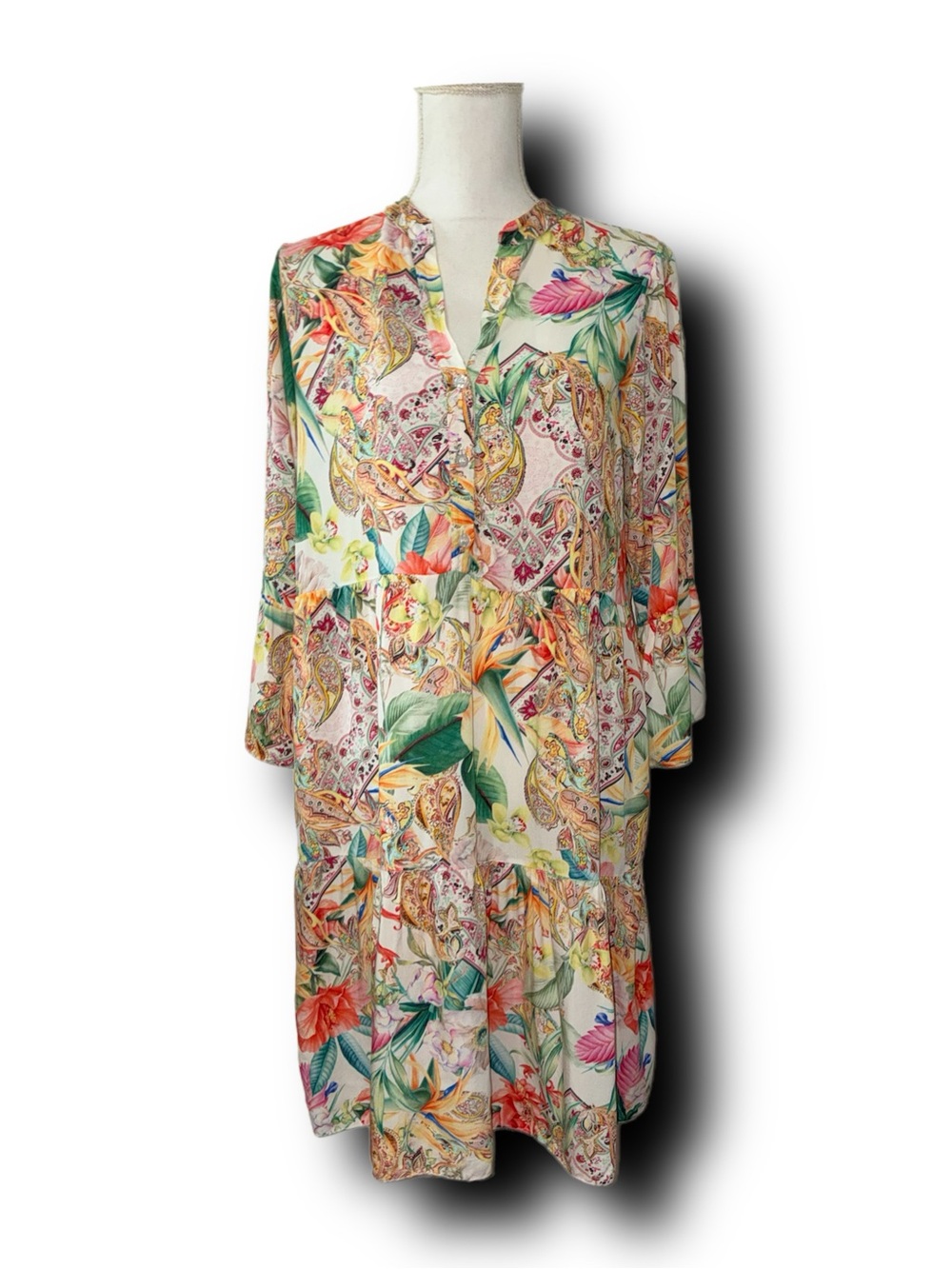GiGi Moda Made in Italy Boho Tiered Realxed Floral and Paisley Tunic Dress